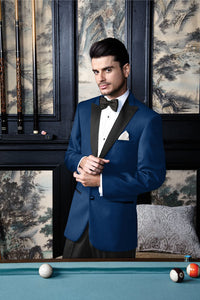 "Vermont" Indigo Blue Tuxedo Jacket (Separates)