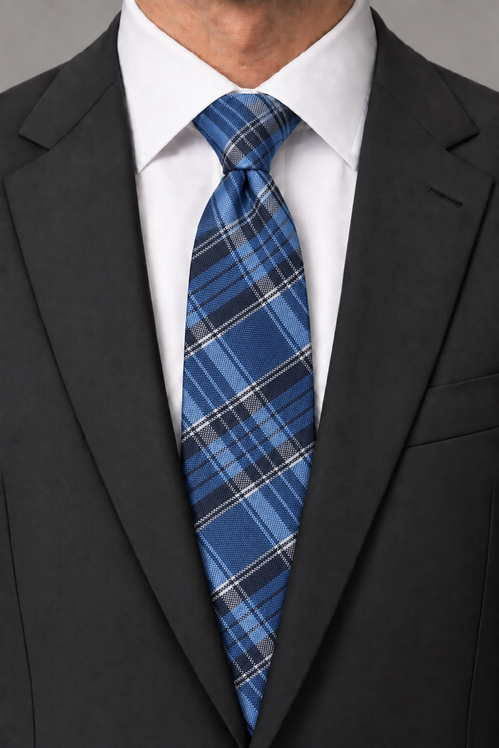 Cardi Blue Madison Plaid Necktie