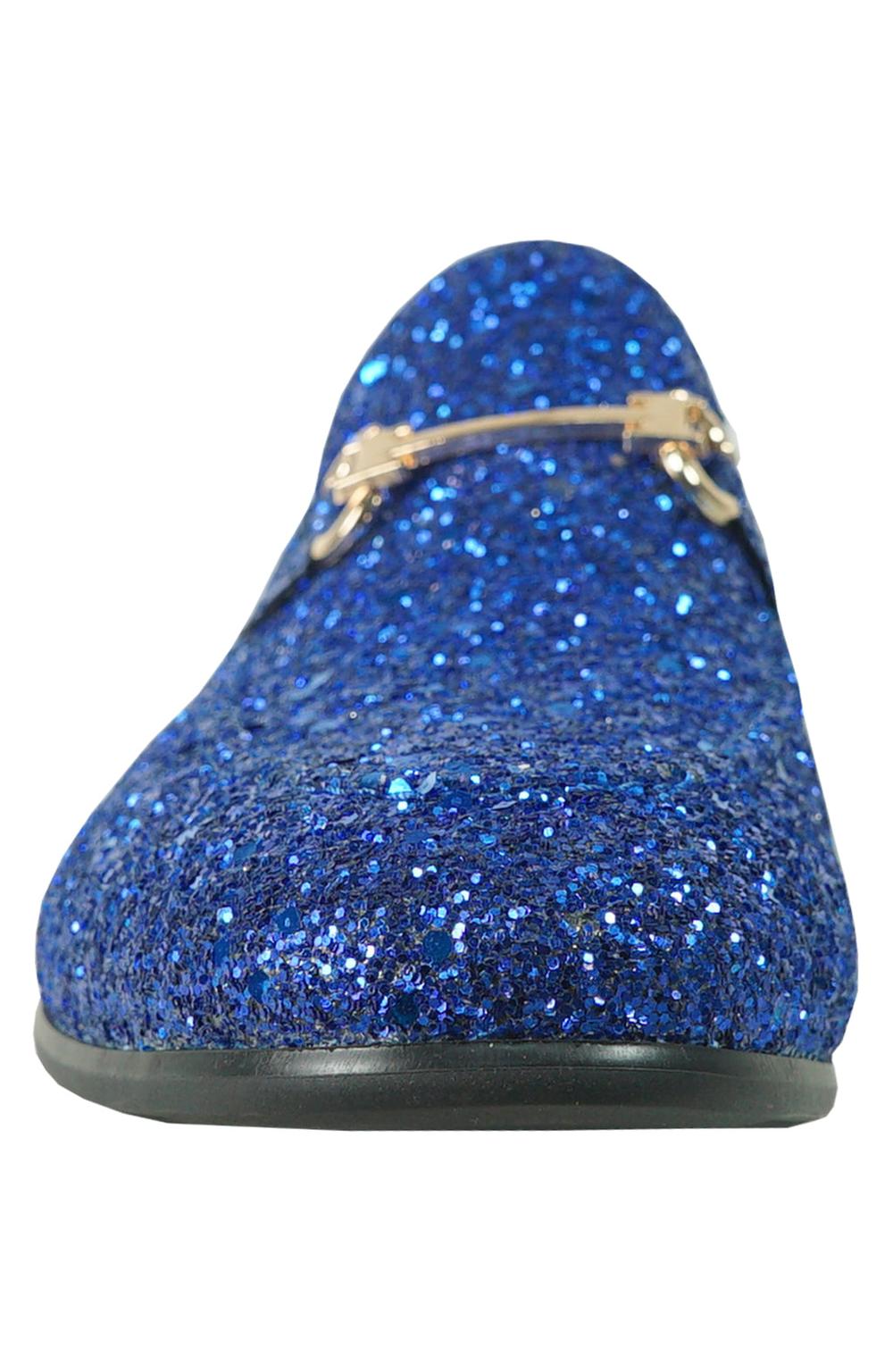 blue sparkly dress shoes Amazon.com | Men's Prom Glitter Dress Loafers Slip On Shoes Classic Tuxedo Dress Shoes Blue 5 US