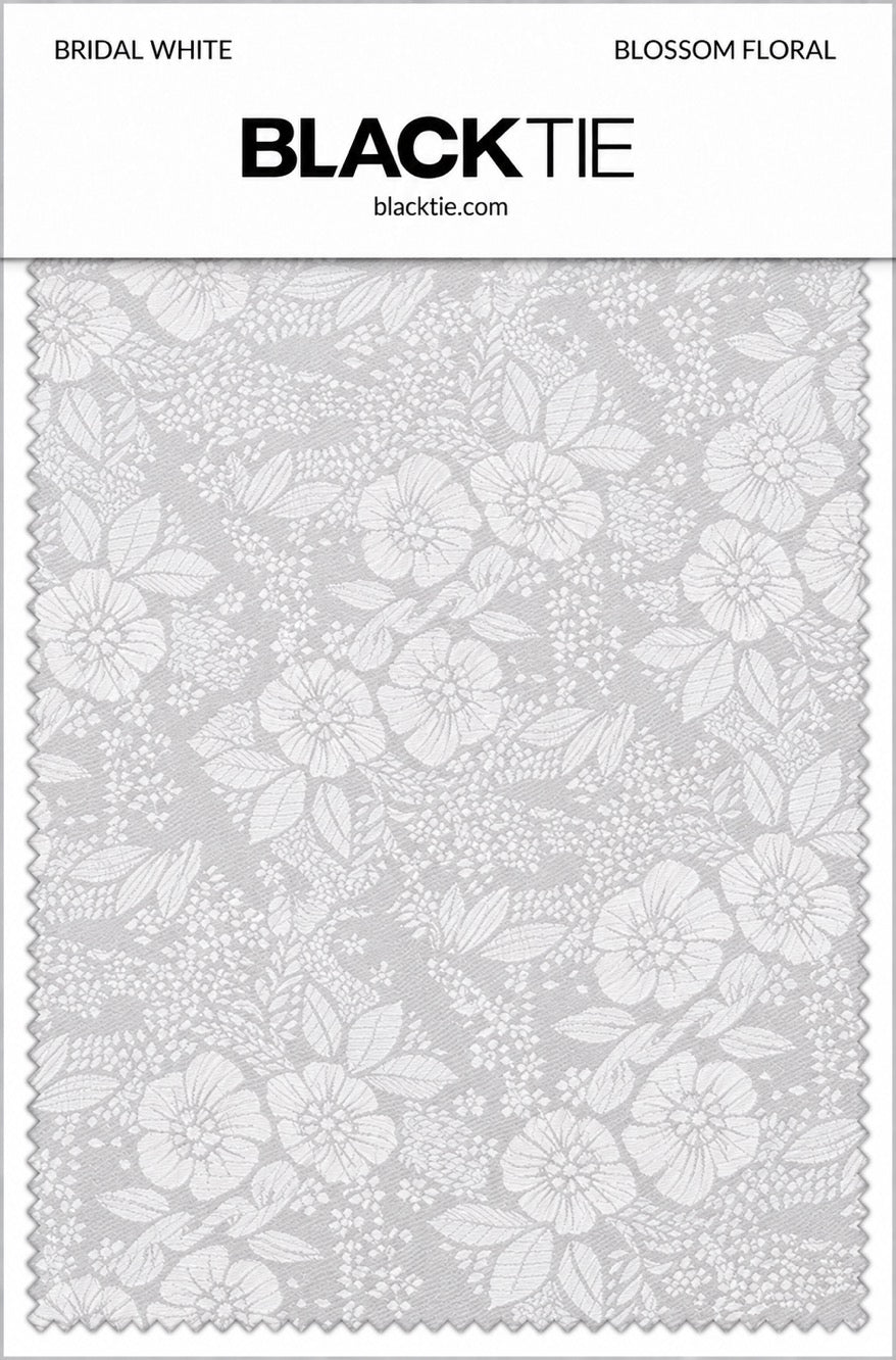 Ted Stanford Bridal White Blossom Floral Necktie