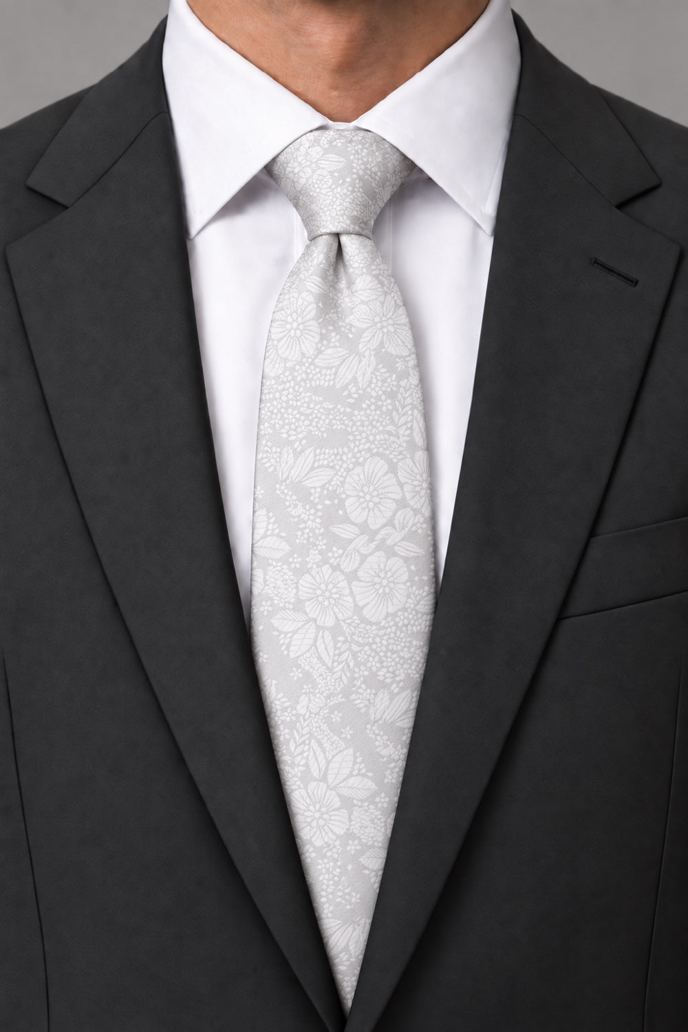 Ted Stanford Bridal White Blossom Floral Necktie