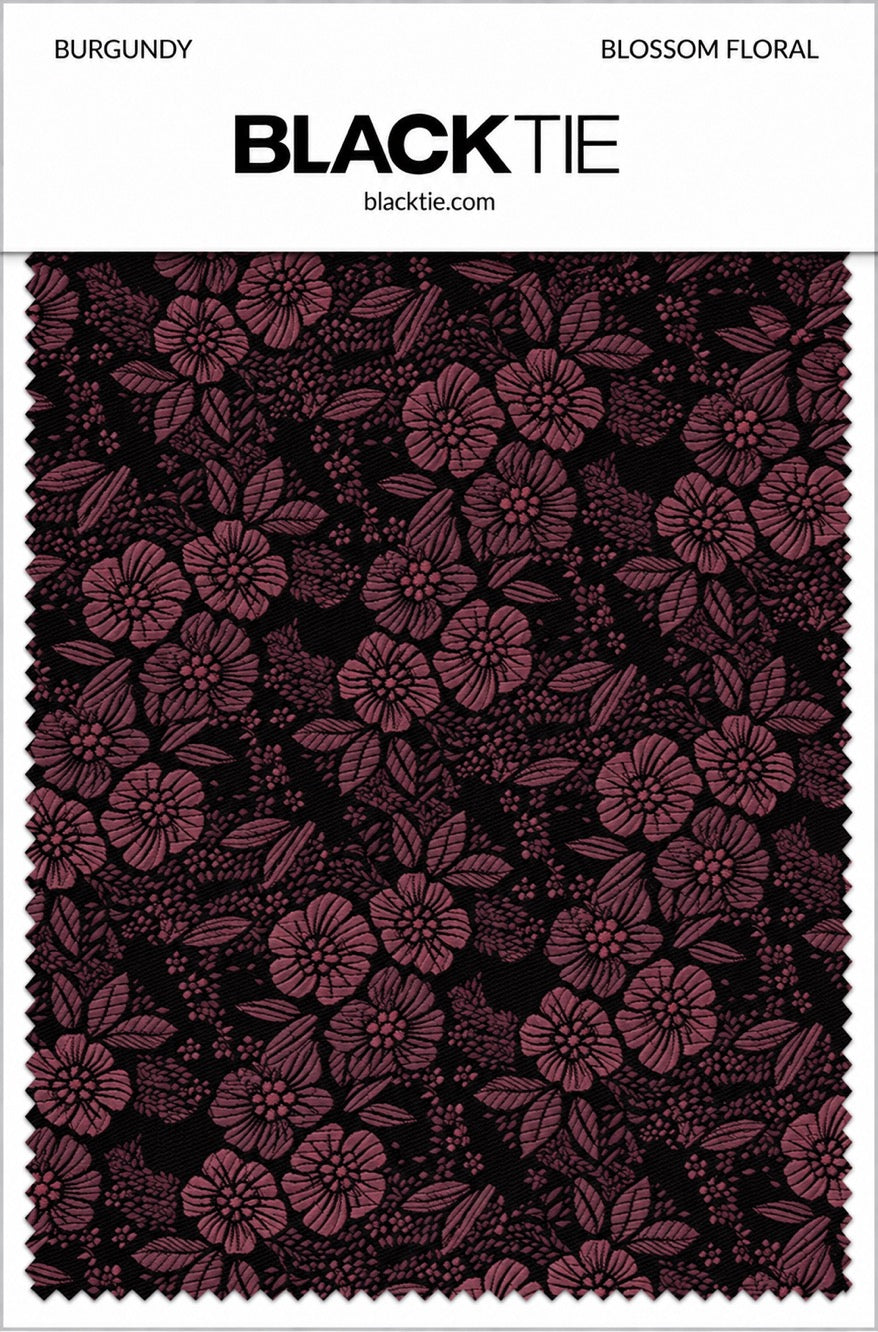 Ted Stanford Burgundy Blossom Floral Necktie