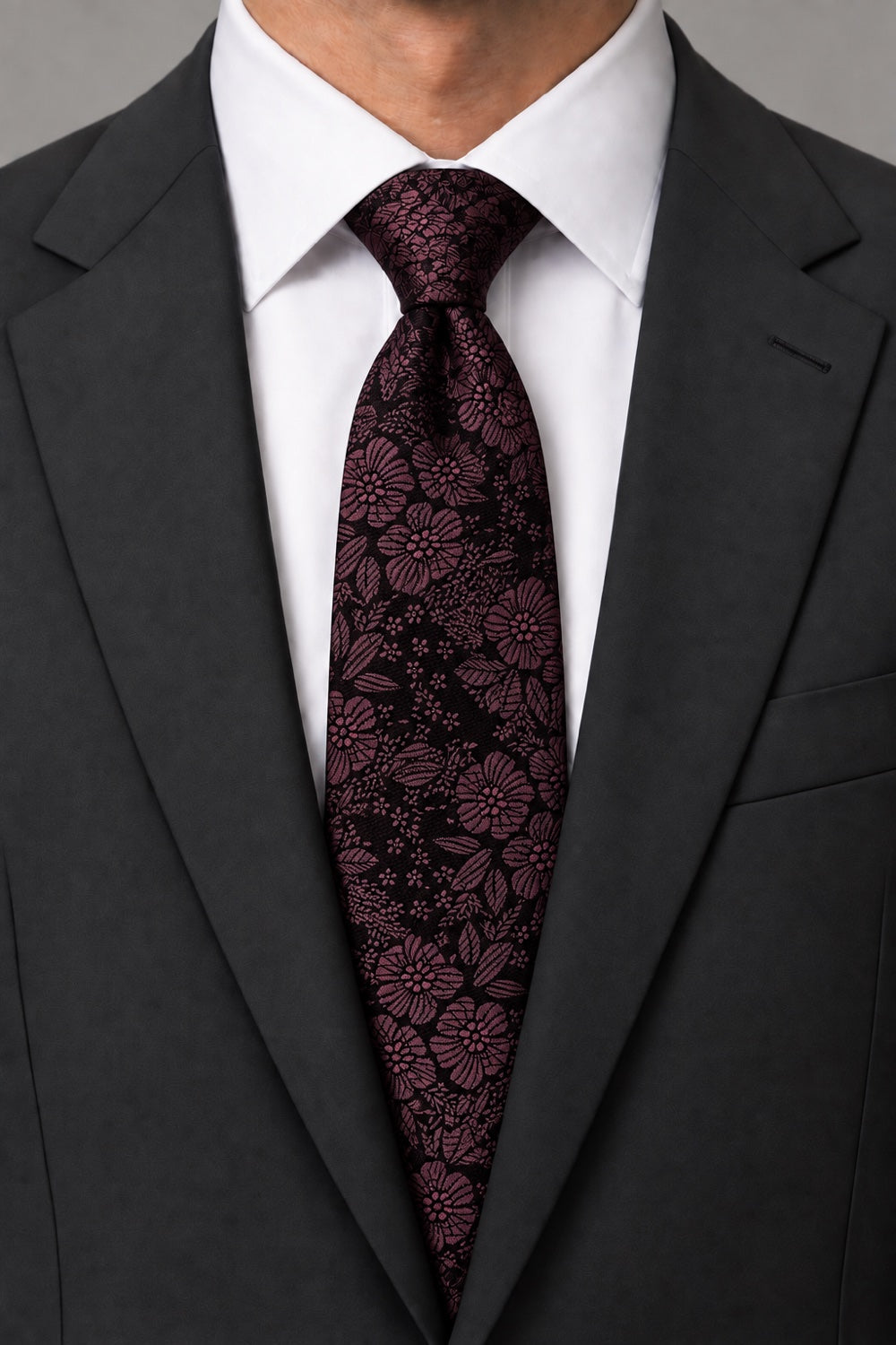 Ted Stanford Burgundy Blossom Floral Necktie