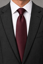 Allure Men Burgundy Solid Satin Silk Necktie