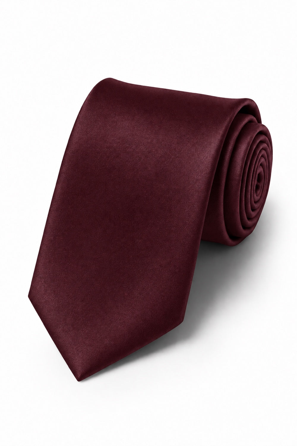 Allure Men Burgundy Solid Satin Silk Necktie