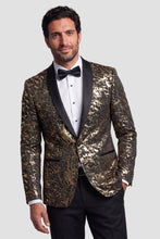 Mark of Distinction "Camo Lam̩é" Black & Gold Shawl Tuxedo Jacket (Separates)