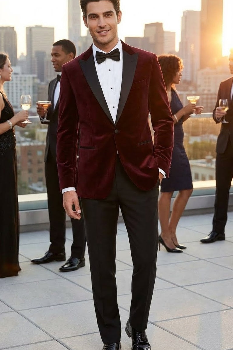 BLACKTIE "Liam" Merlot Velvet Jacket