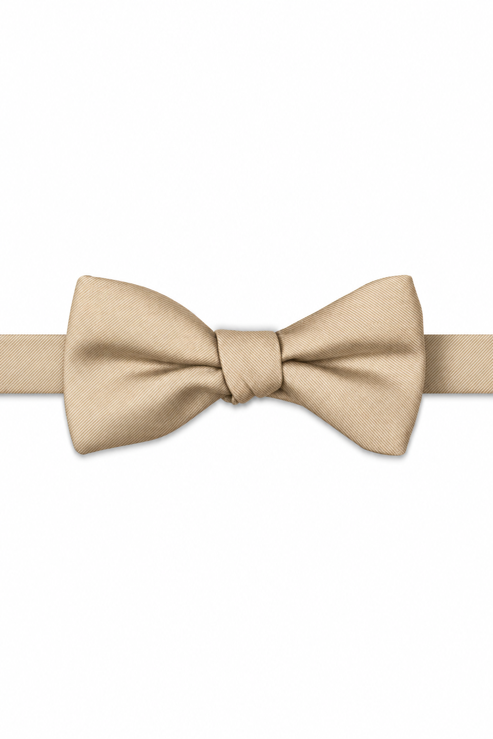 Champagne Modern Solid Bow Tie - pre-tied bow tie, front view