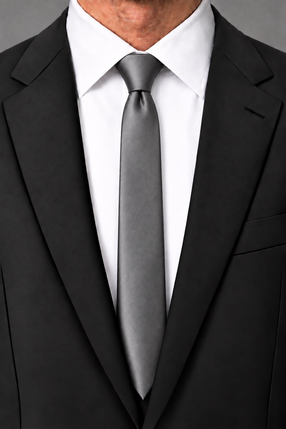 Cardi Charcoal Luxury Satin Skinny Necktie