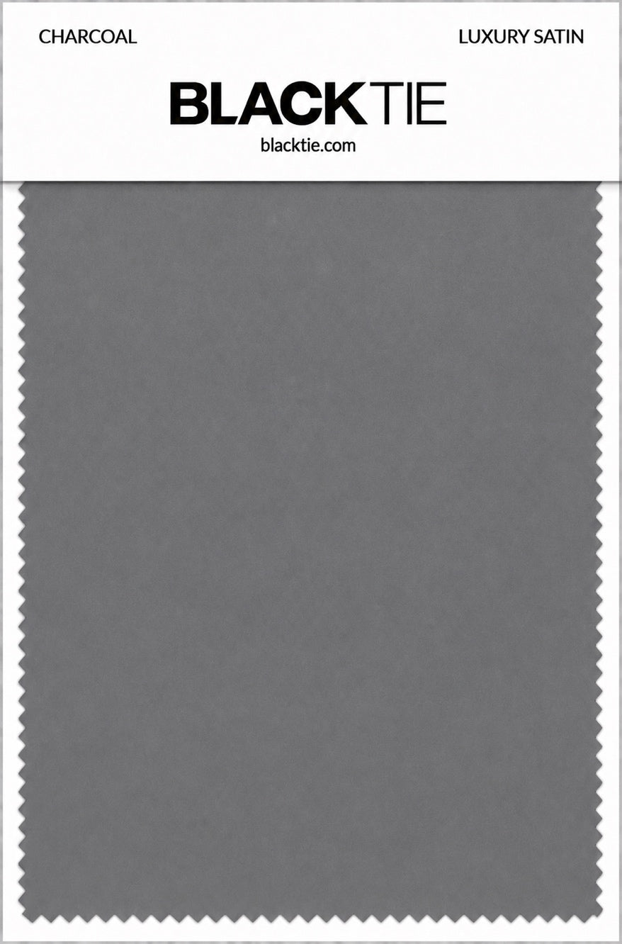 Charcoal Luxury Satin fabric swatch card