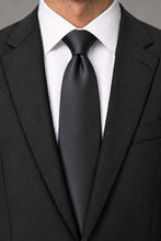 Allure Men Charcoal Solid Satin Silk Necktie