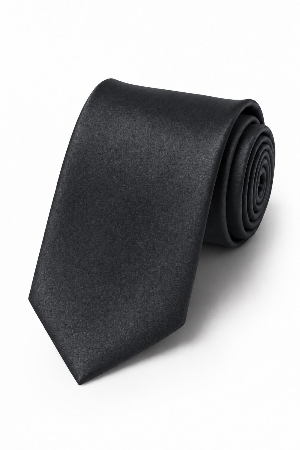 Allure Men Charcoal Solid Satin Silk Necktie