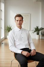 "Charles" White Spread Collar Tuxedo Shirt