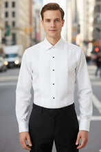 "Charles" White Spread Collar Tuxedo Shirt