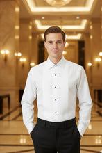 "Charles" White Spread Collar Tuxedo Shirt