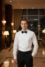 "Charles" White Spread Collar Tuxedo Shirt