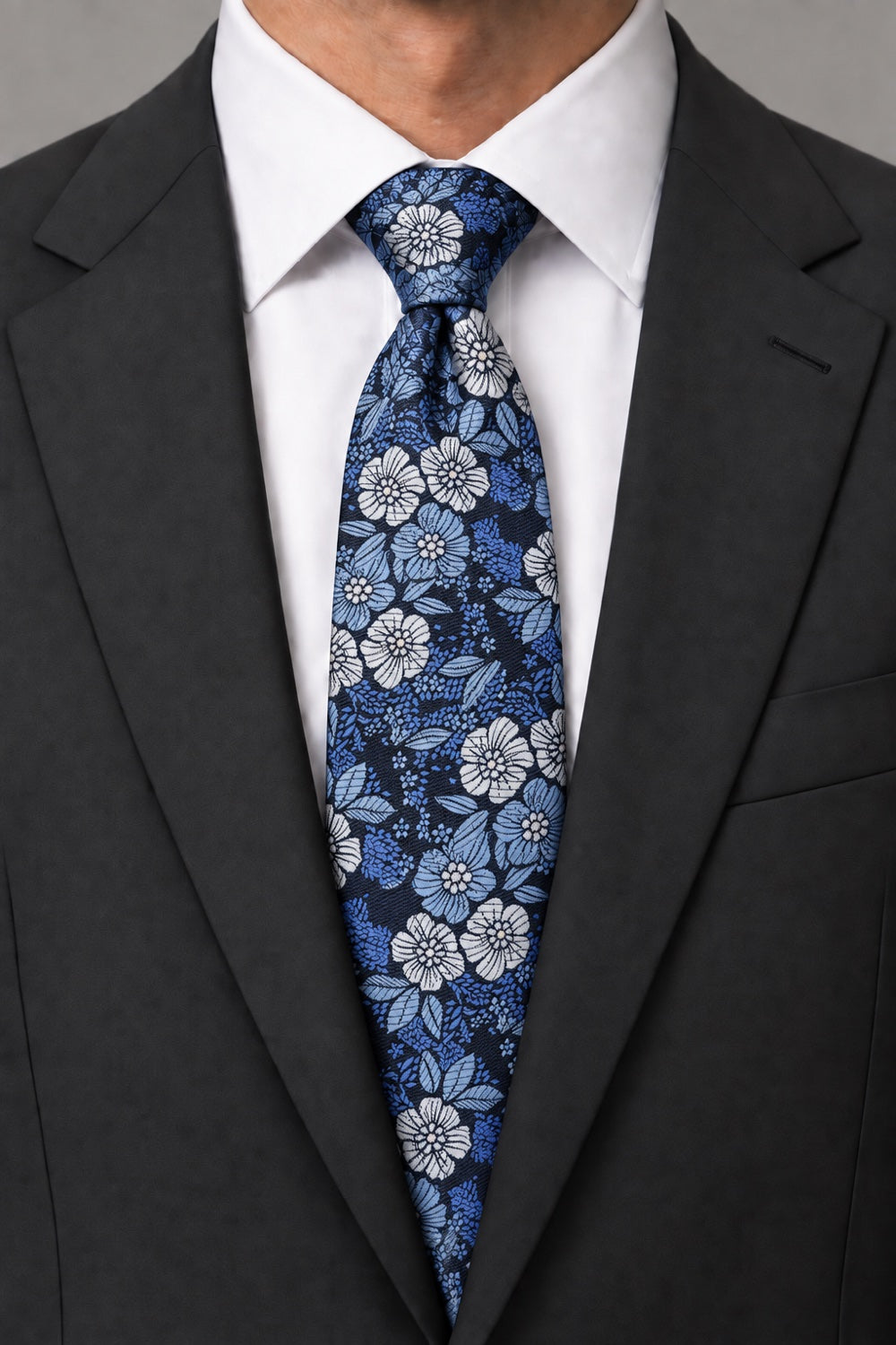 Ted Stanford Cobalt Blossom Floral Necktie