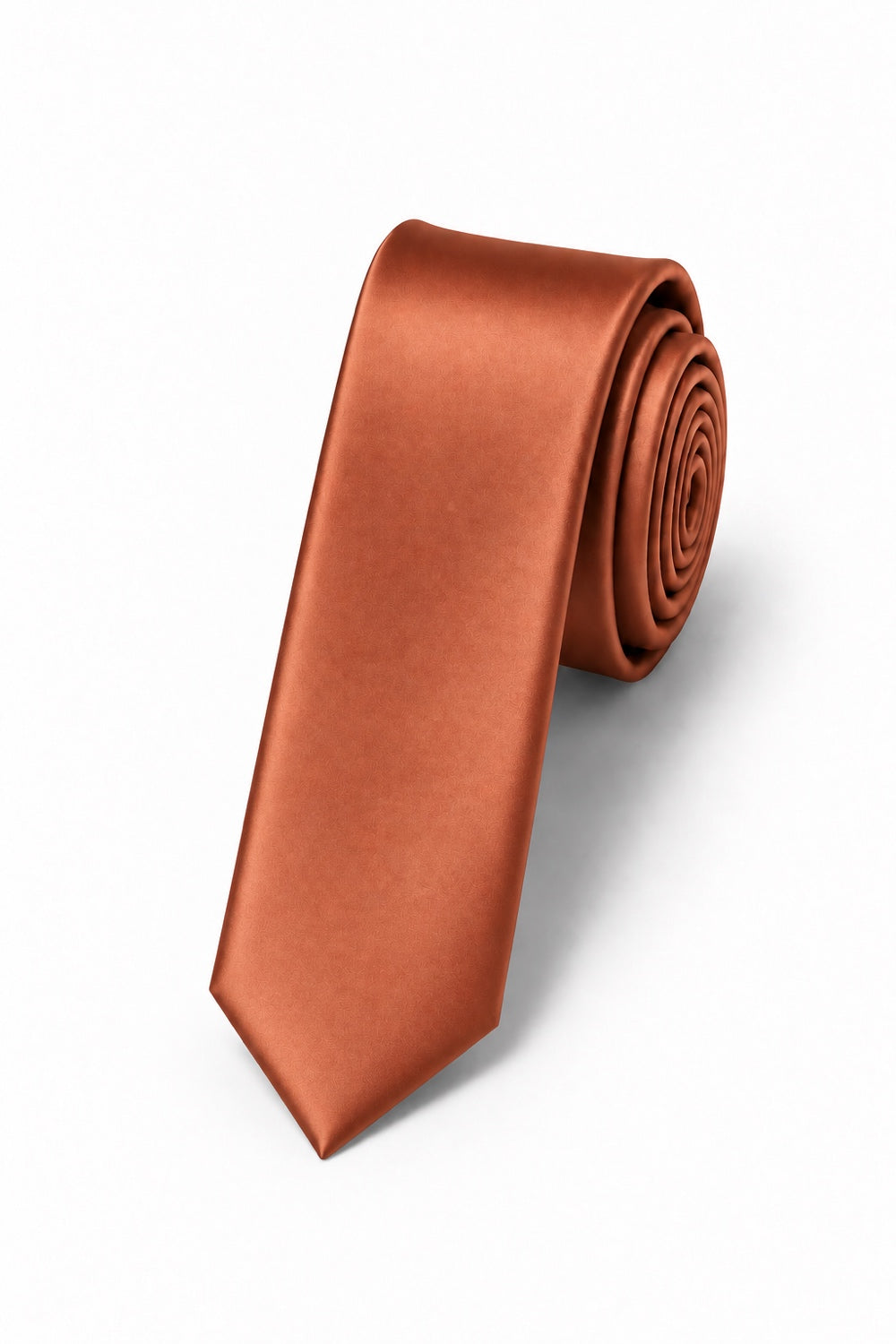Cardi Cognac Luxury Satin Skinny Necktie