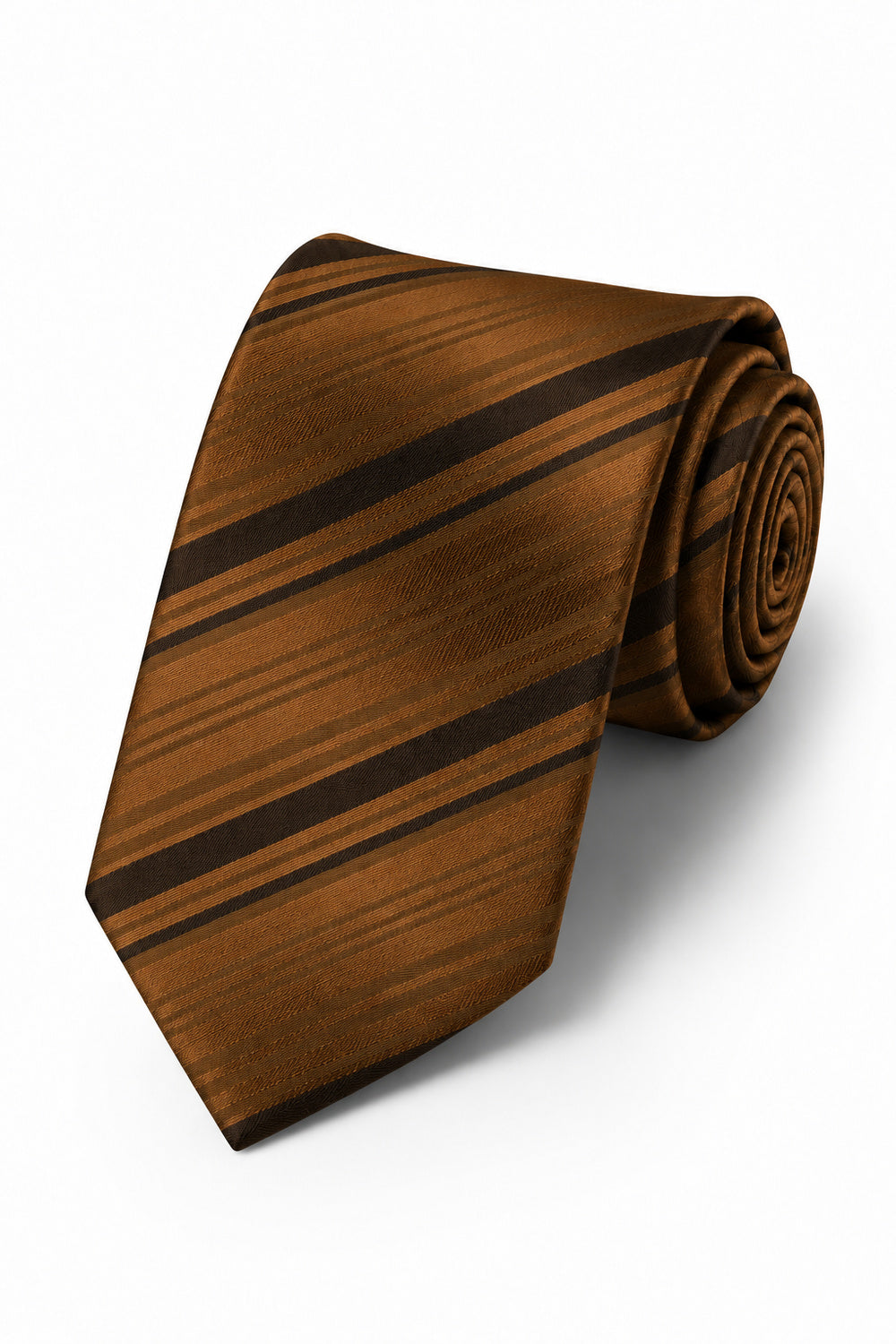 Cardi Cognac Striped Satin Necktie