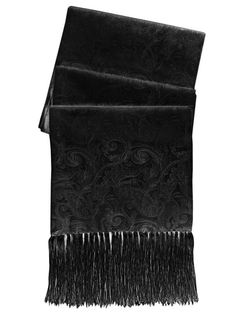 Cristoforo Cardi Black Paisley Silk Tuxedo Scarf