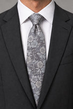 Ted Stanford Dark Greige Blossom Floral Necktie