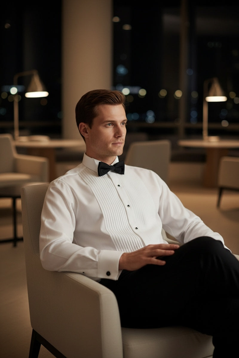 Cardi "David" White Wingtip Tuxedo Shirt