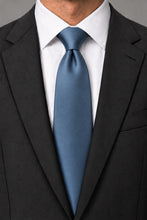 Allure Men Dusty Blue Solid Satin Silk Necktie
