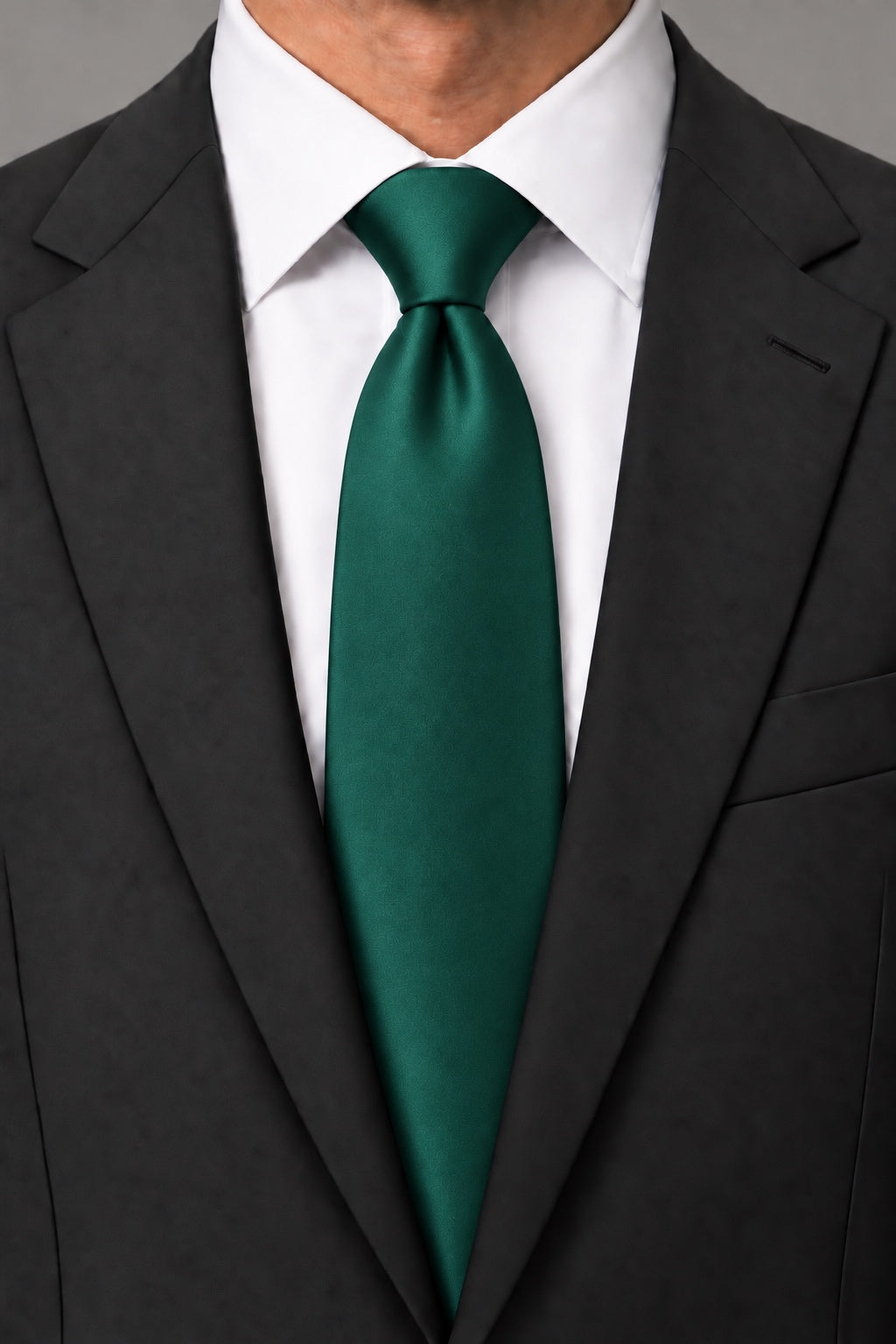 Allure Men Emerald Solid Satin Silk Necktie