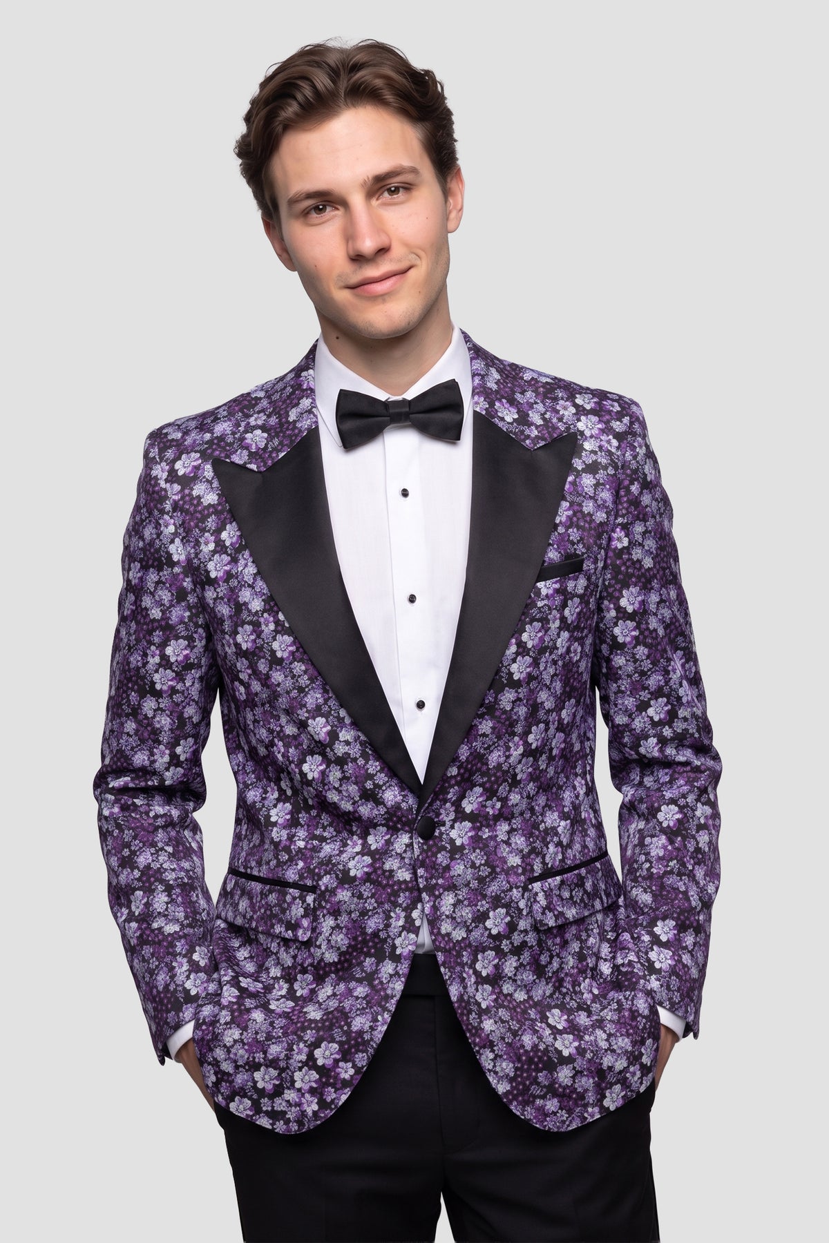 Ted Stanford "Floral Fusion" Plum Peak Tuxedo Jacket (Separates)