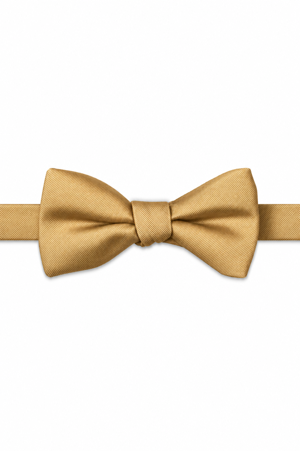 Gold Modern Solid Bow Tie - pre-tied bow tie, front view
