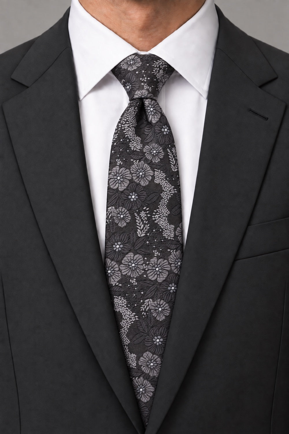 Ted Stanford Granite Blossom Floral Necktie