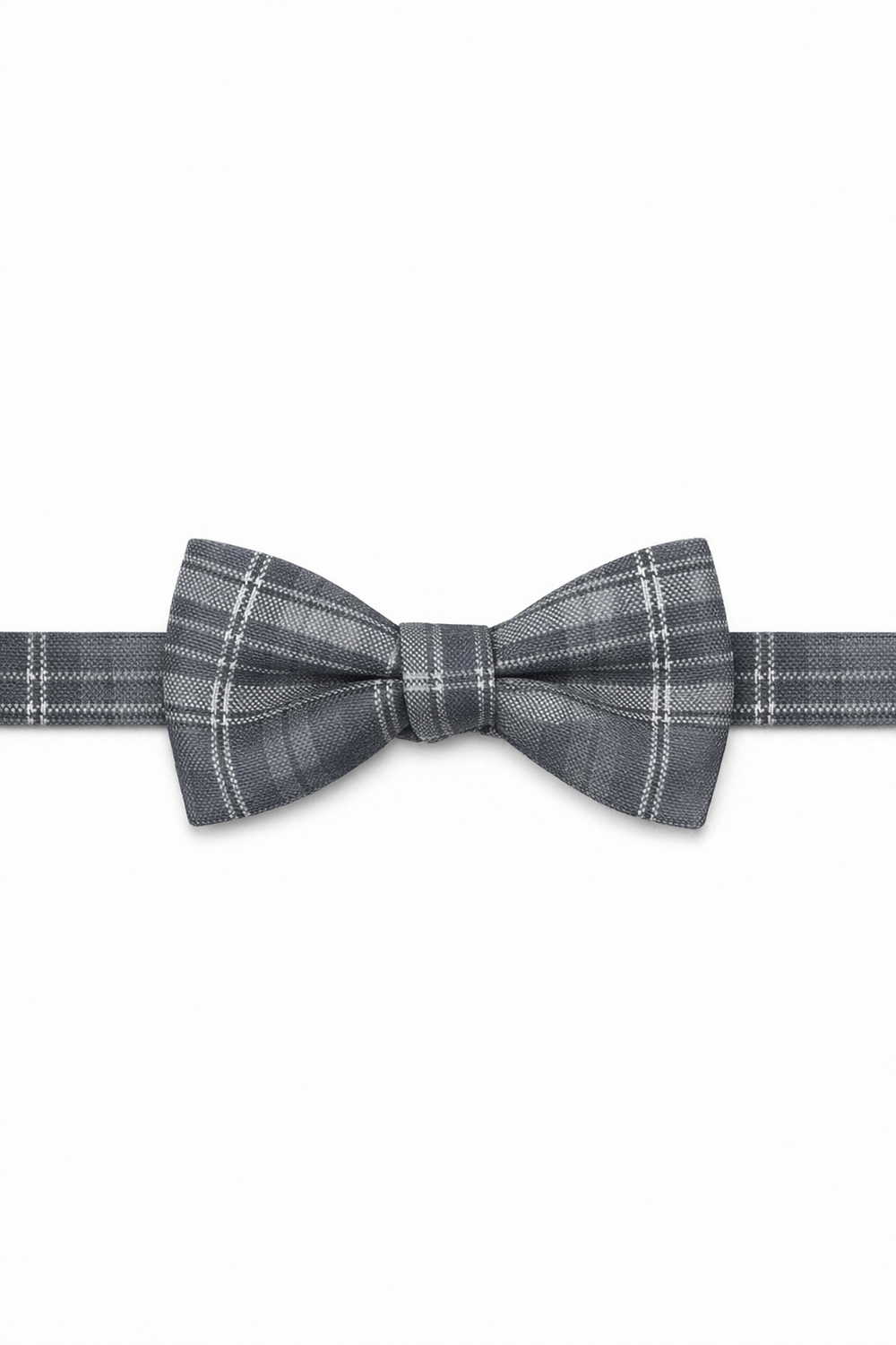 Cardi Pre-Tied Grey Madison Plaid Bow Tie