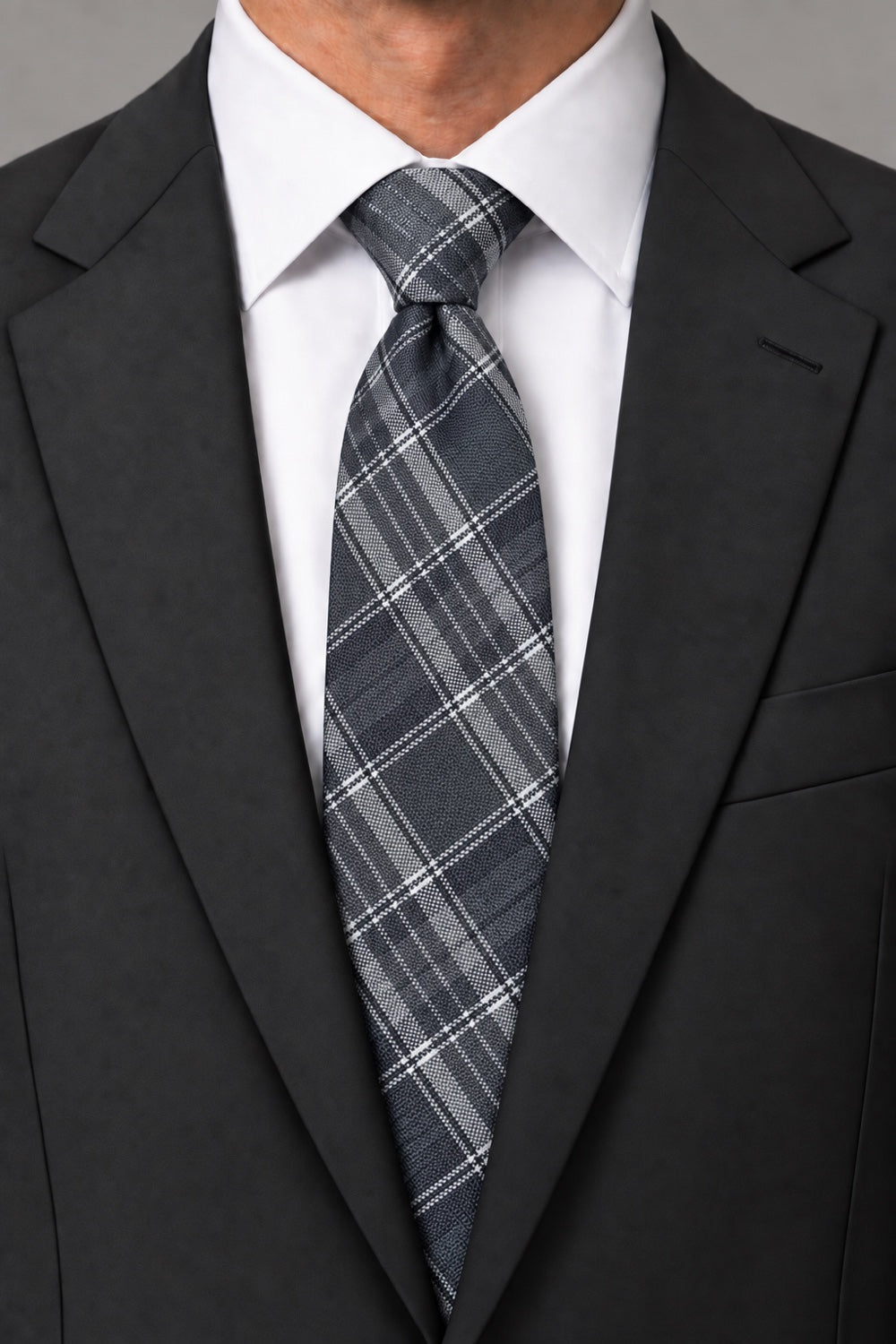 Cardi Grey Madison Plaid Necktie