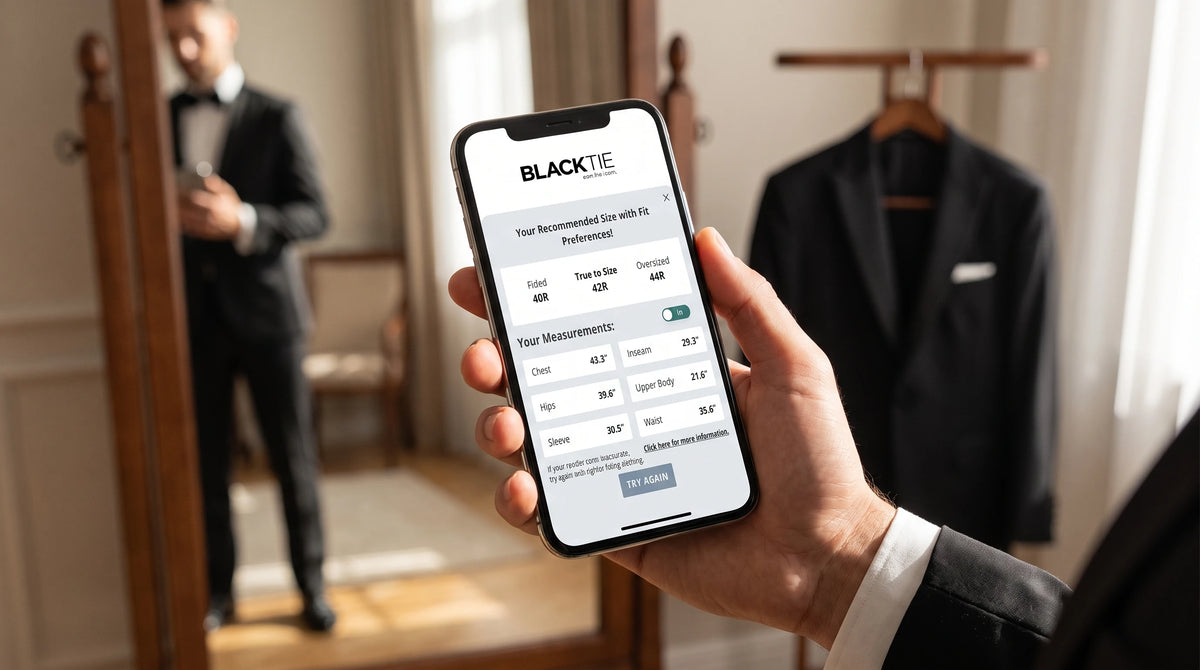 Phone displaying recommended clothing sizes after using the size finder.