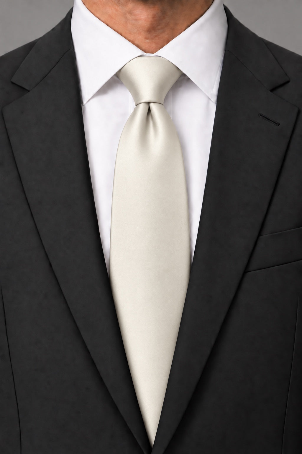 Allure Men Ivory Solid Satin Silk Necktie