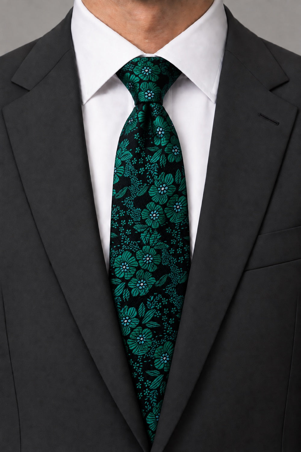 Ted Stanford Jade Blossom Floral Necktie