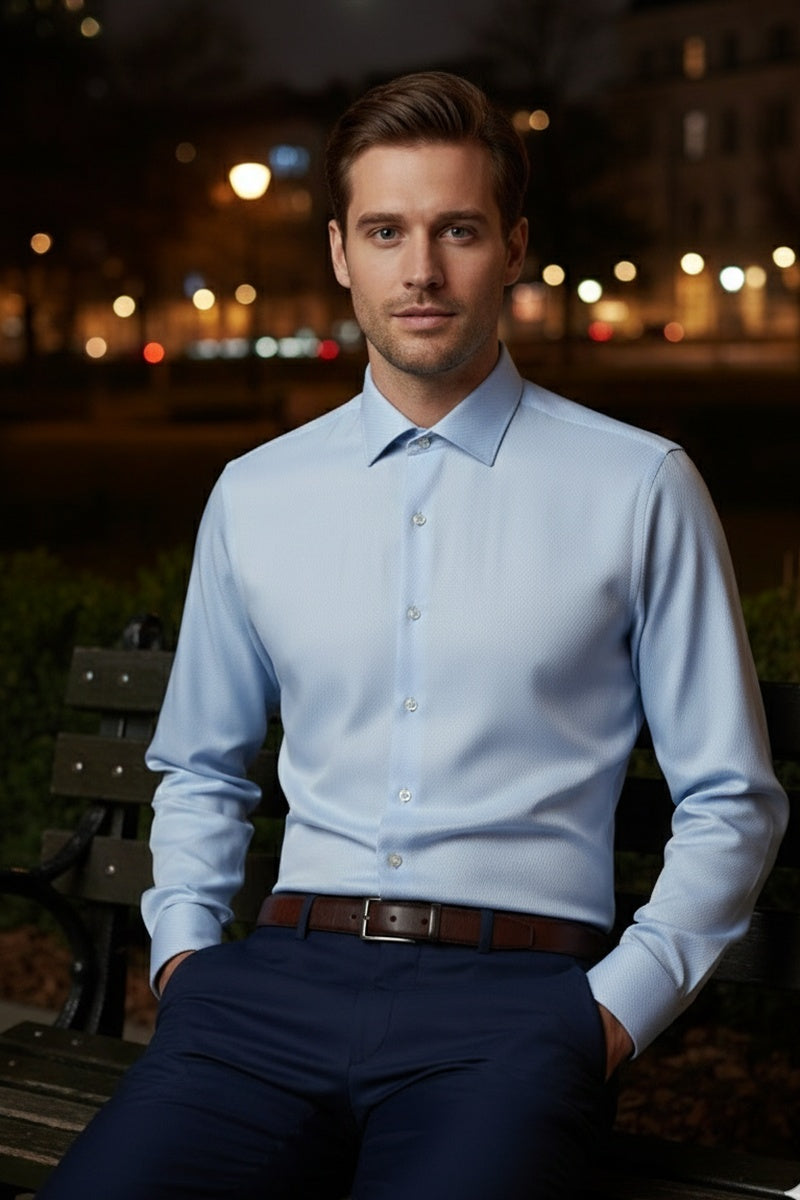 Jamison Blue Twill Spread Collar Dress Shirt Jamison Blue Twill Spread Collar Dress Shirt