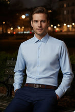 "Jamison" Blue Twill Spread Collar Dress Shirt