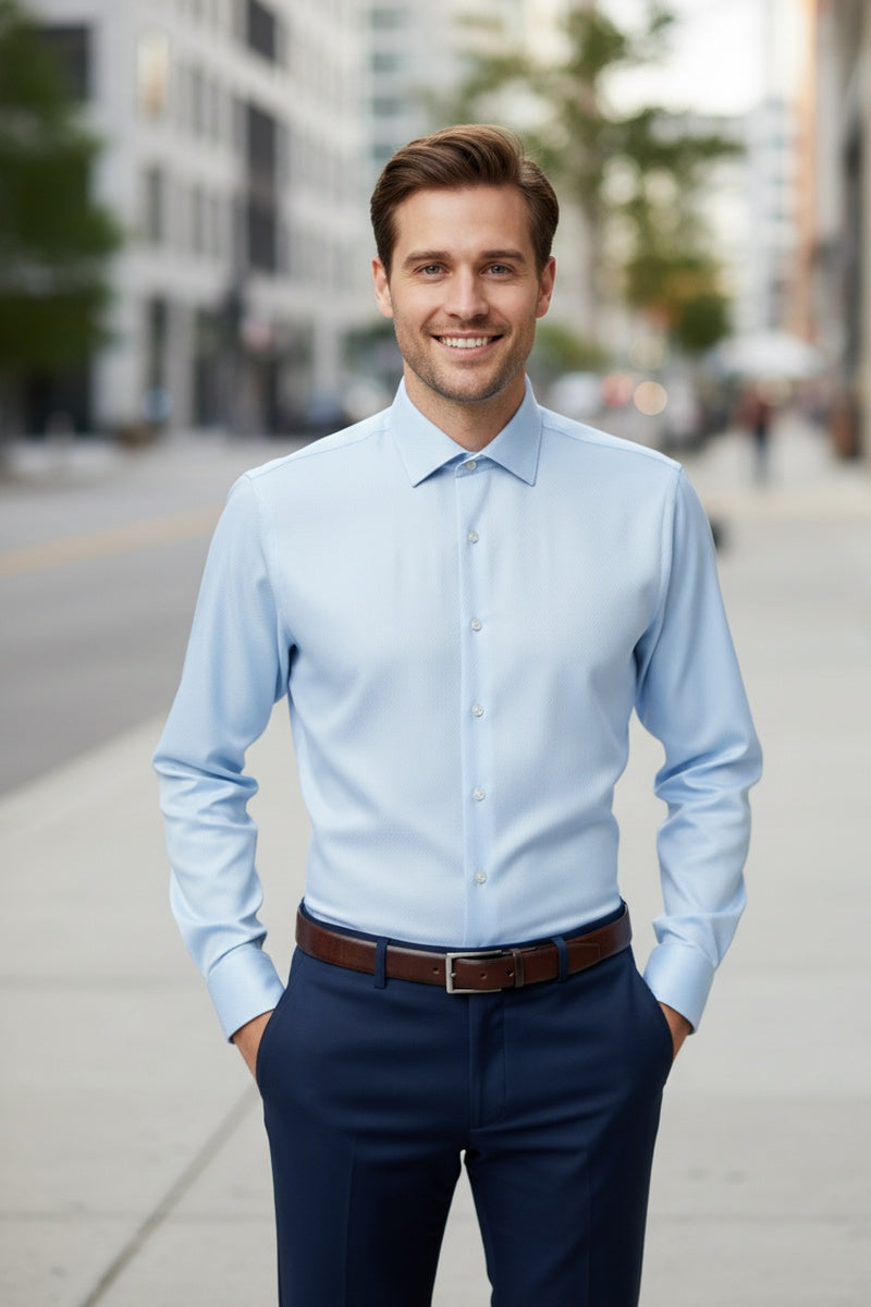 Jamison Blue Twill Spread Collar Dress Shirt Jamison Blue Twill Spread Collar Dress Shirt