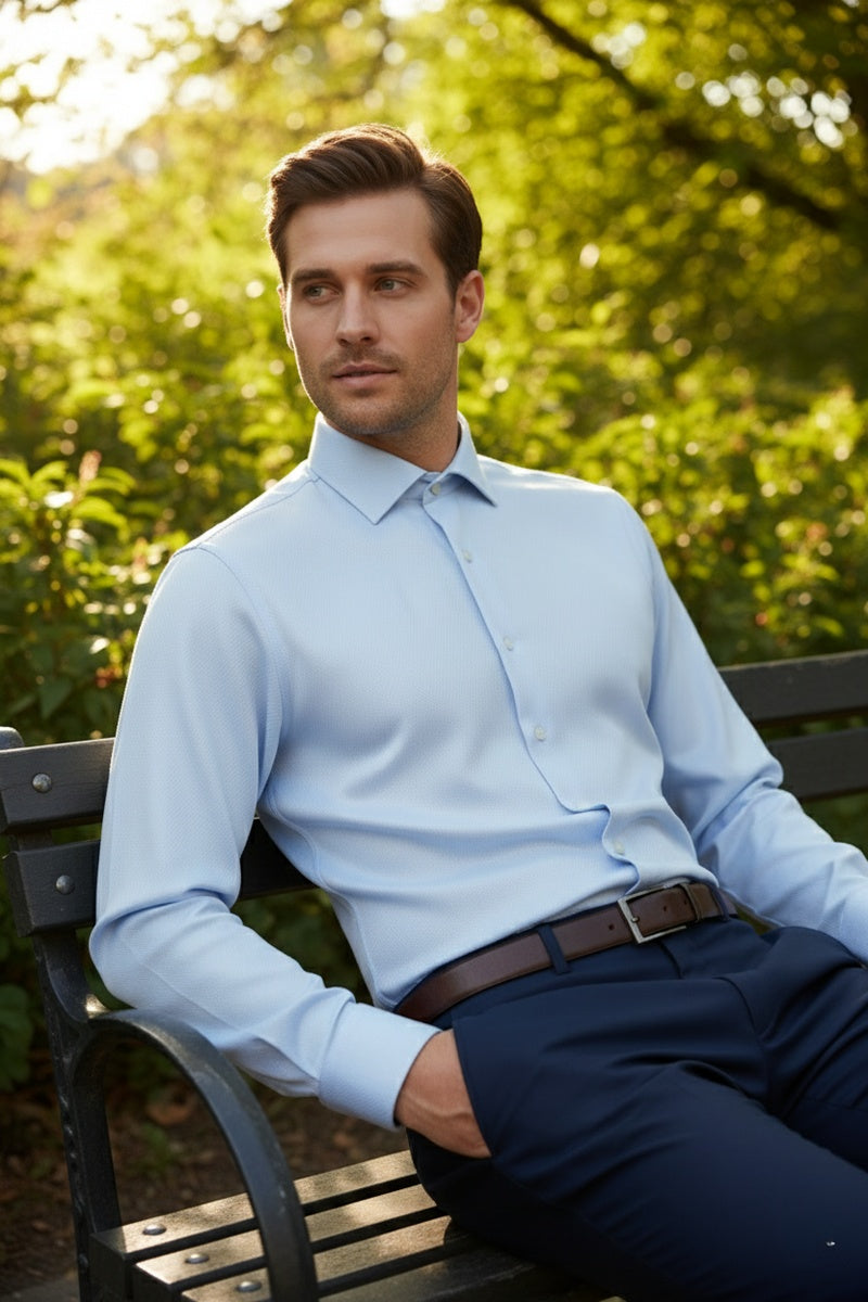 Jamison Blue Twill Spread Collar Dress Shirt Jamison Blue Twill Spread Collar Dress Shirt