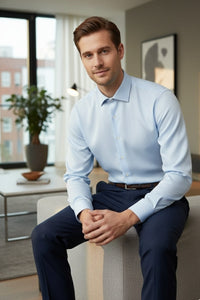 Jamison Blue Twill Spread Collar Dress Shirt