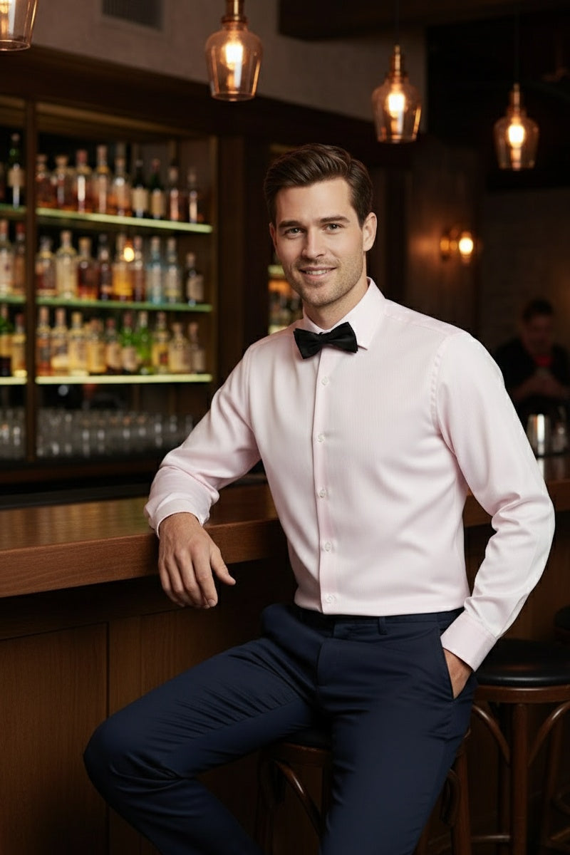 Jamison Pink Twill Spread Collar Dress Shirt