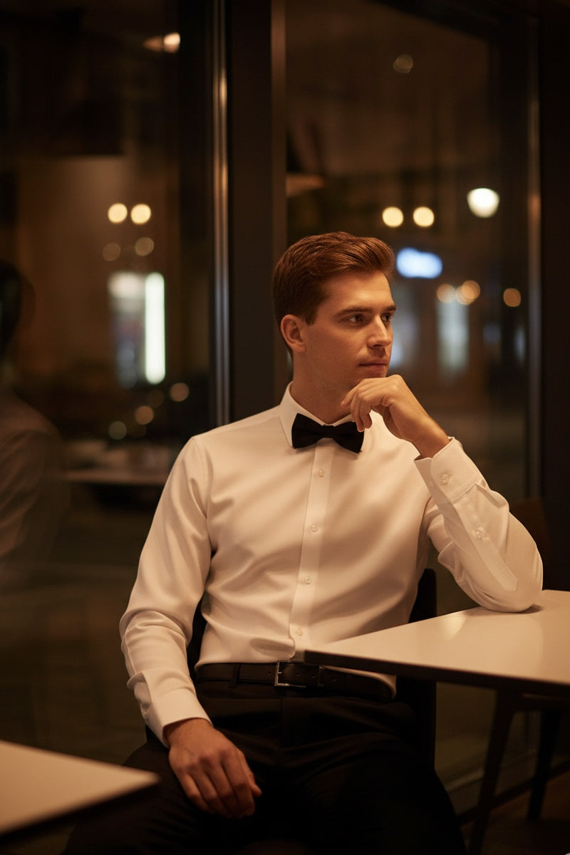 Cardi "Jamison" White Twill Spread Collar Dress Shirt