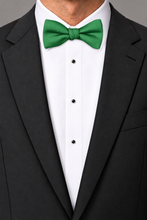 Kelly Green Modern Solid Bow Tie worn with a charcoal suit and white formal shirt