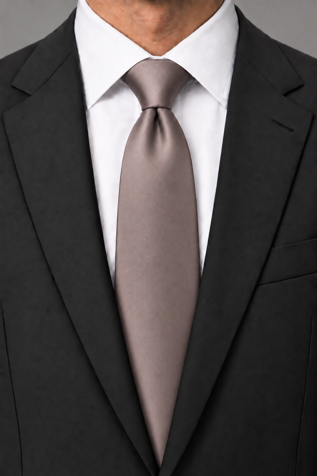 Allure Men Latte Solid Satin Silk Necktie