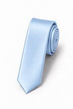 Cardi Light Blue Luxury Satin Skinny Necktie