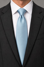 Allure Men Light Blue Solid Satin Silk Necktie