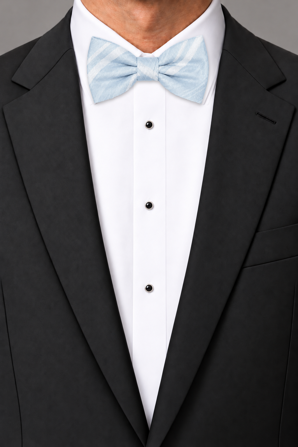 Cardi Light Blue Striped Satin Bow Tie