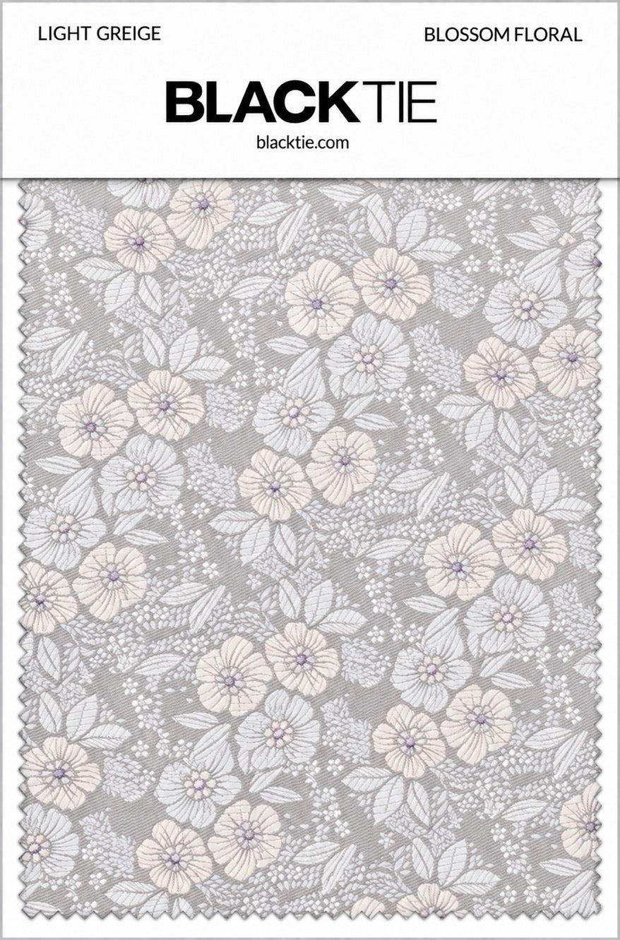Ted Stanford Light Greige Blossom Floral Necktie