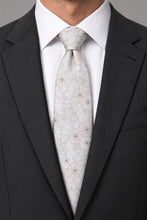 Ted Stanford Light Greige Blossom Floral Necktie